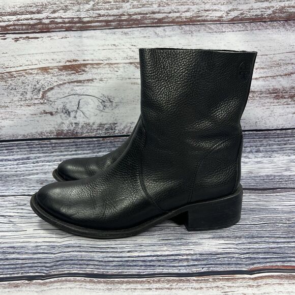 Tory Burch Black Pebbled Leather Mid-Calf Pull-On Boots – Size 9.5 - Picture 4 of 8
